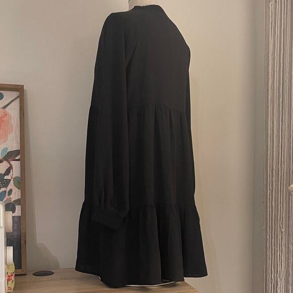 SHEIN Womens Black Long Sleeve Tiered Peasant Poet Dress | Size 6 - Picture 8 of 9